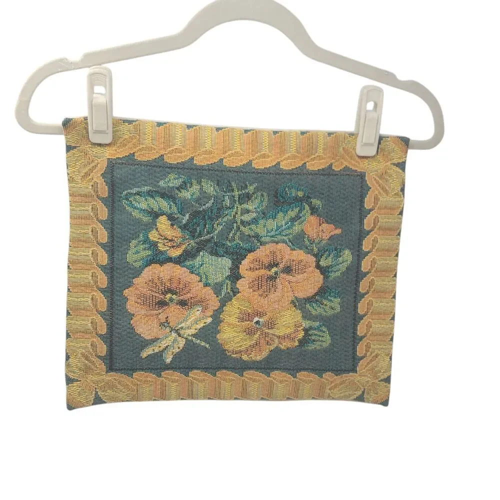 Vtg Needlepoint Tapestry Floral Pillow Zip Sham Case 13.75